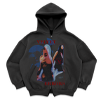 Black Velvet Errors Elites Zip Up hoodie with front zipper and soft fabric, displayed on a plain background.