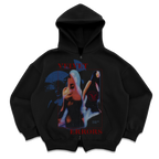 Velvet Errors black zip-up jacket with small logo, made from soft velvet material, casual style for men or women.