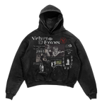 Black Fade Out Hoodie by Velvet Errors, showcasing its soft fabric and stylish gradient design on a casual hoodie.