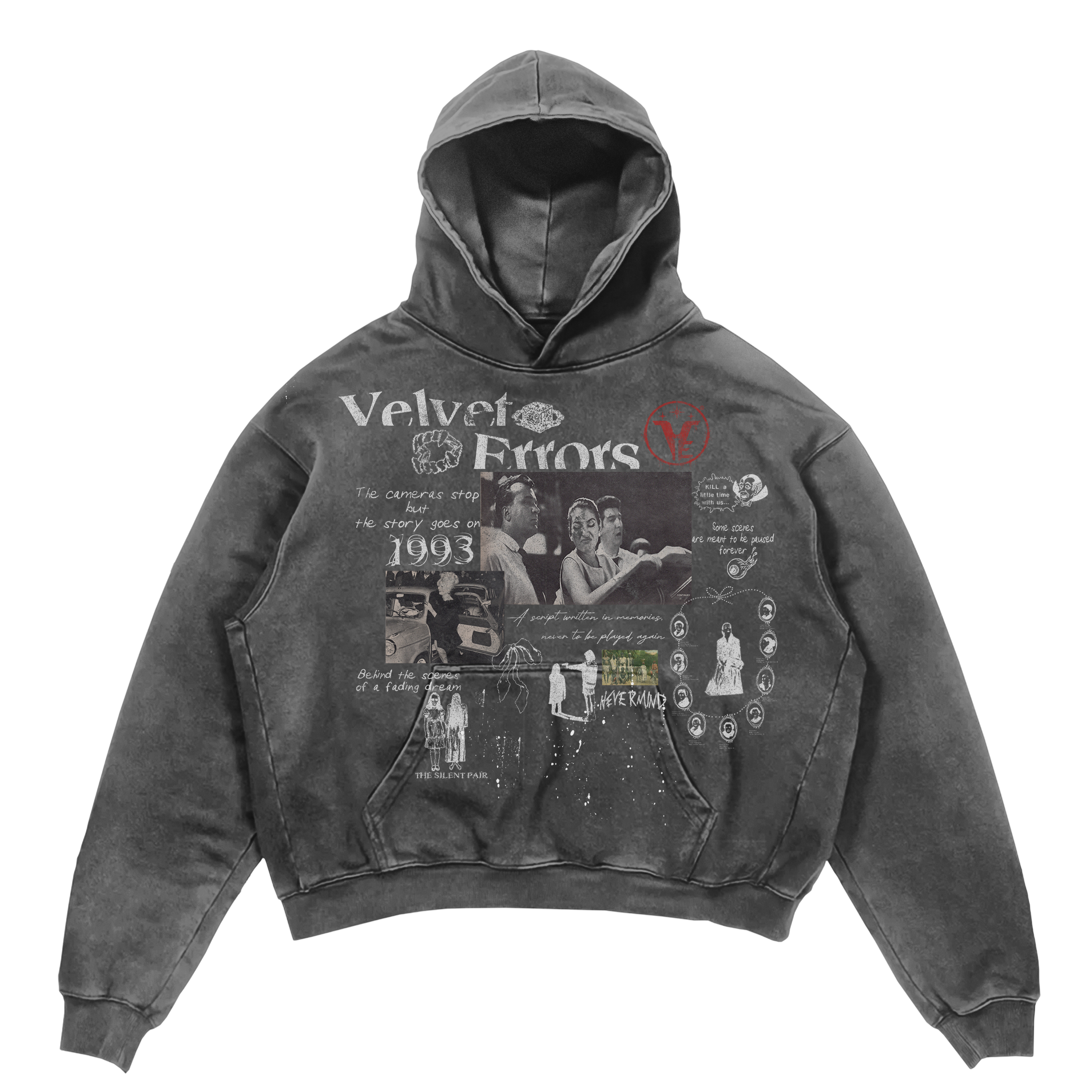 Black Fade Out Hoodie by Velvet Errors, showcasing a comfortable casual hoodie with a gradient fade design and soft fabric.