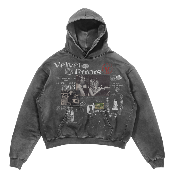 Black Fade Out Hoodie by Velvet Errors, showcasing a comfortable casual hoodie with a gradient fade design and soft fabric.