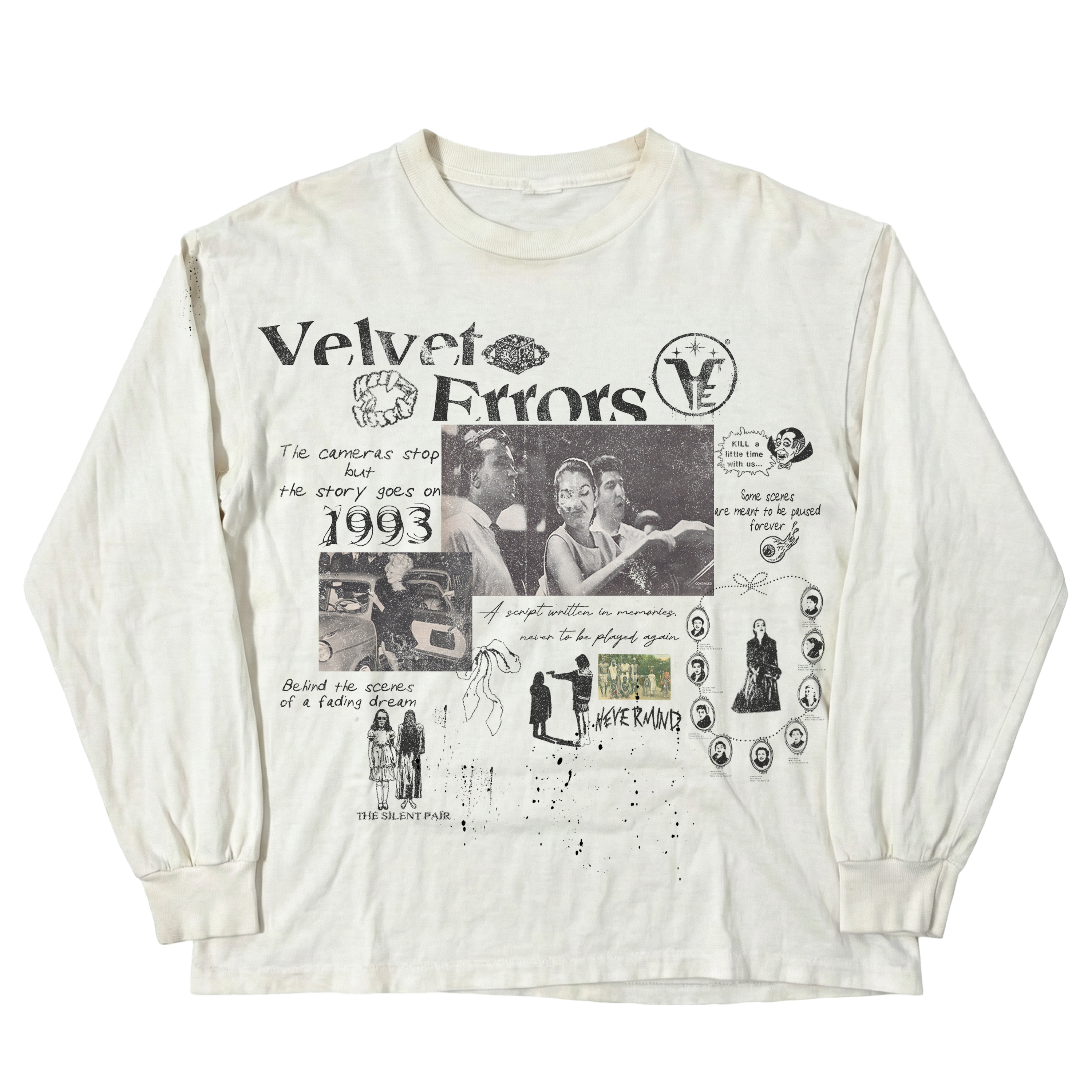 Black Fade Out Velvet Errors long sleeve shirt with a soft, stylish design and subtle color gradient.