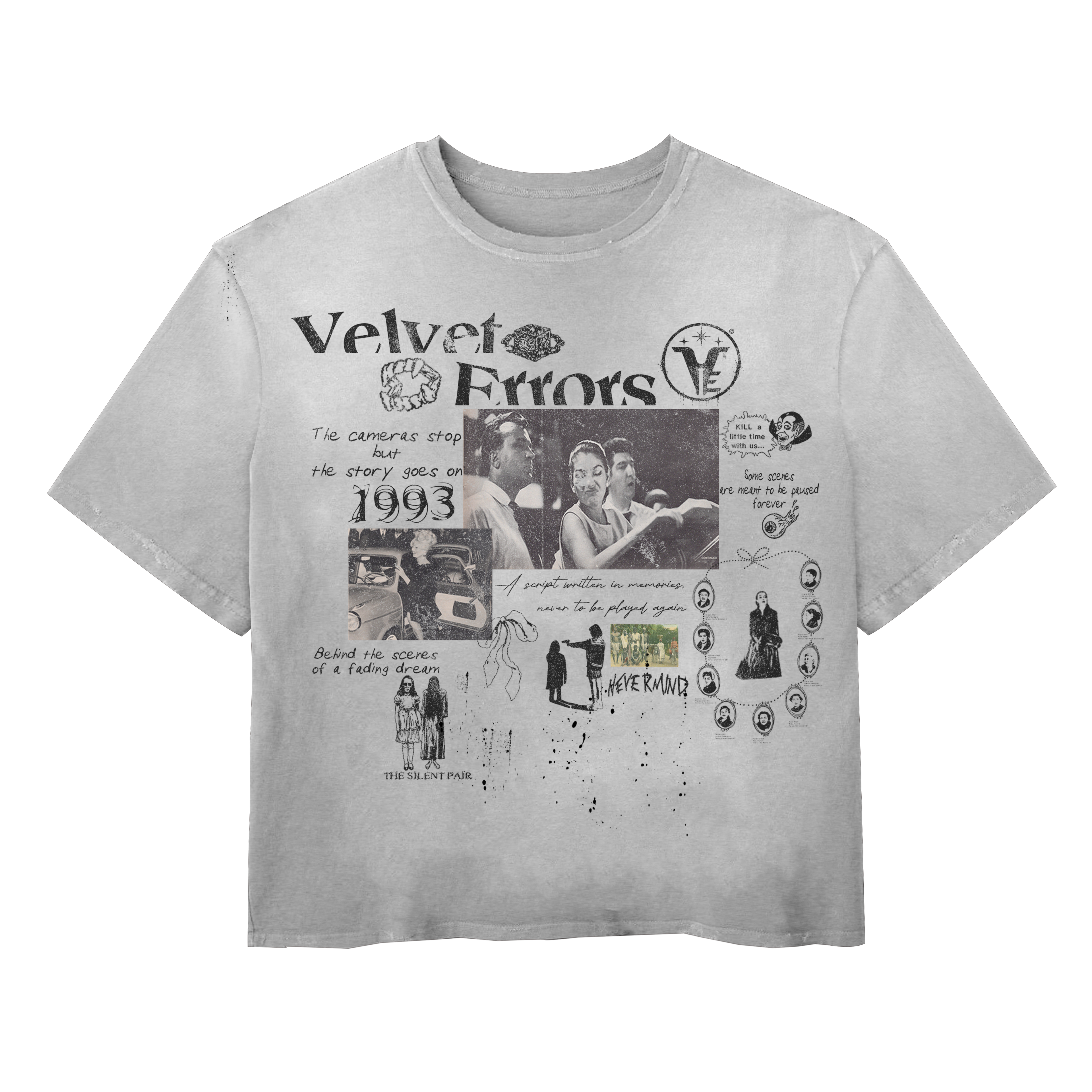 Small black Fade Out Wash Tee by Velvet Errors, featuring a faded, distressed look and classic t-shirt style.