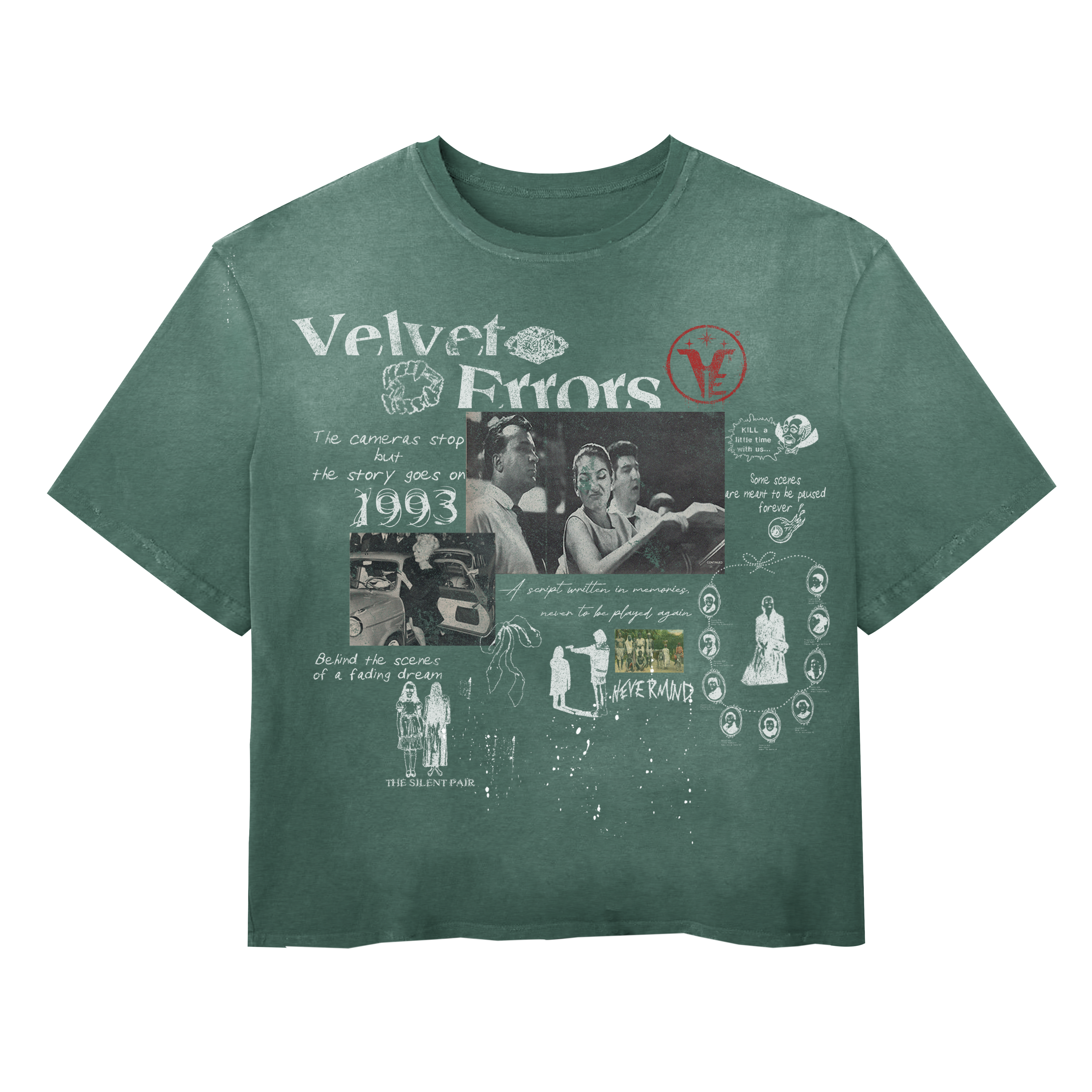 Black Fade Out Wash Tee by Velvet Errors featuring a distressed, faded design and casual fit.