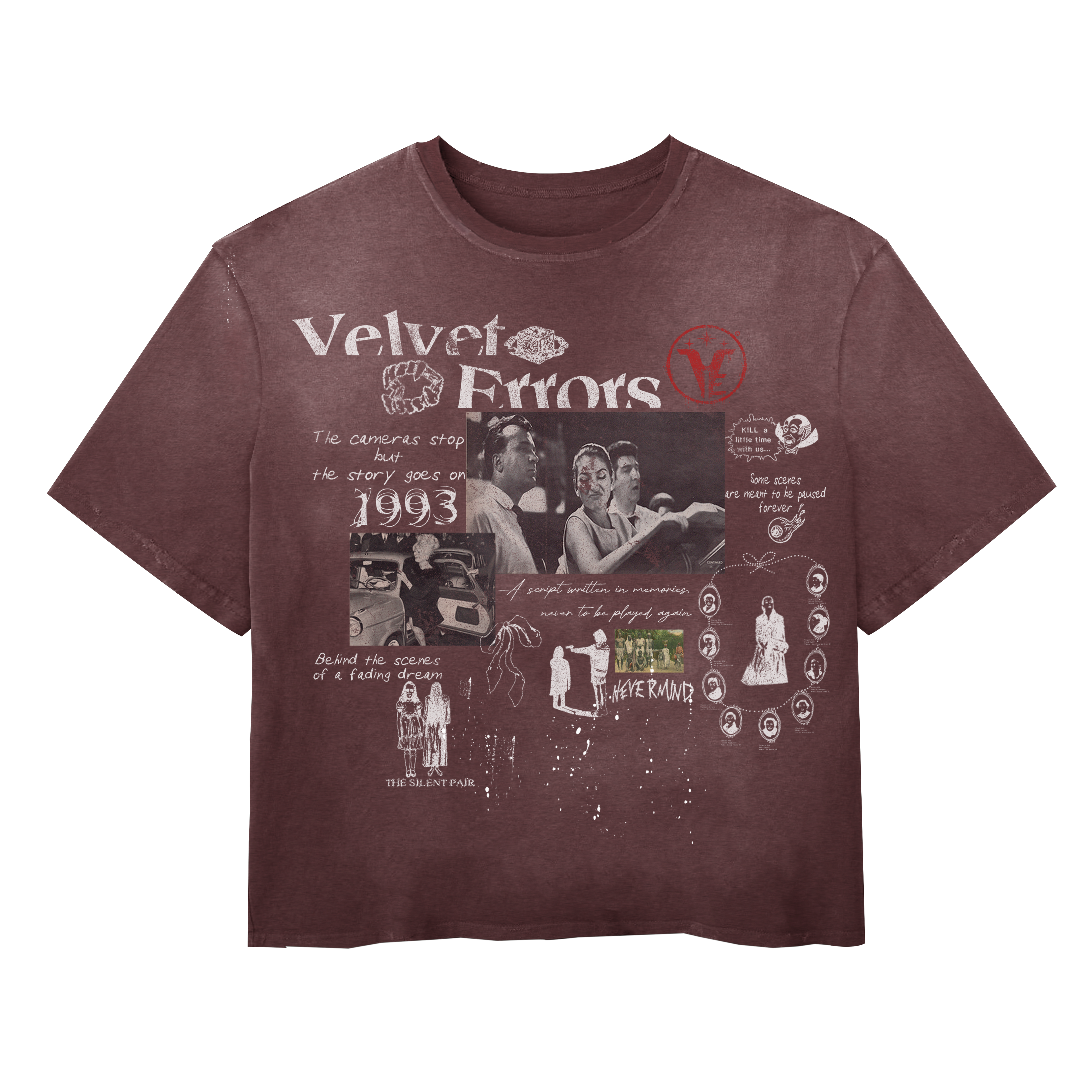Black Fade Out Wash Tee by Velvet Errors, showcasing a relaxed fit with a faded, washed-out design on soft cotton fabric.