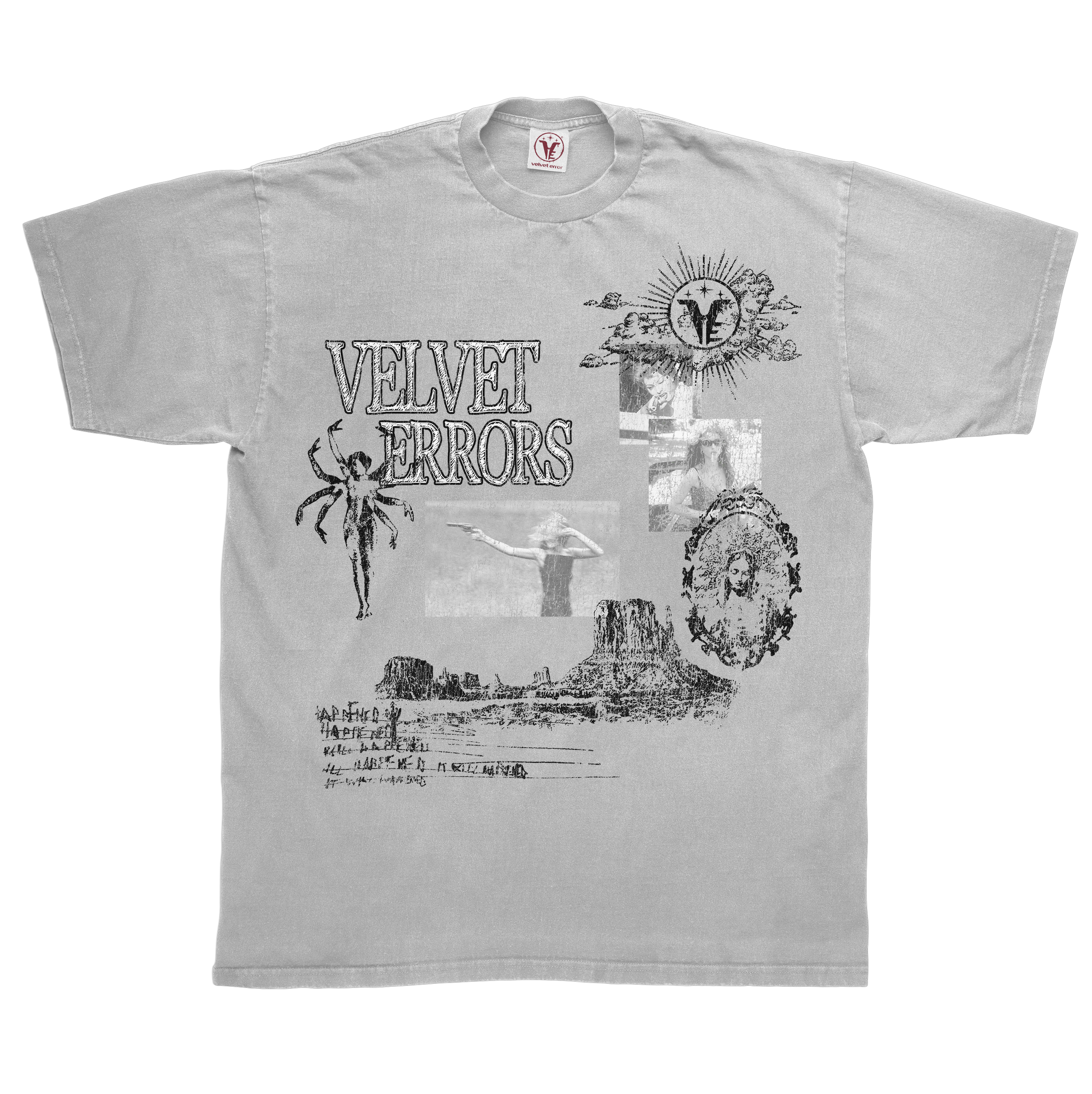 Black Mirage Tee by Velvet Errors featuring a relaxed fit and soft cotton fabric, displayed on a plain background.