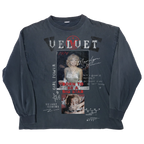 Black Velvet Errors Rockstar long sleeve shirt with a fitted design and crew neckline, displayed on a plain background.