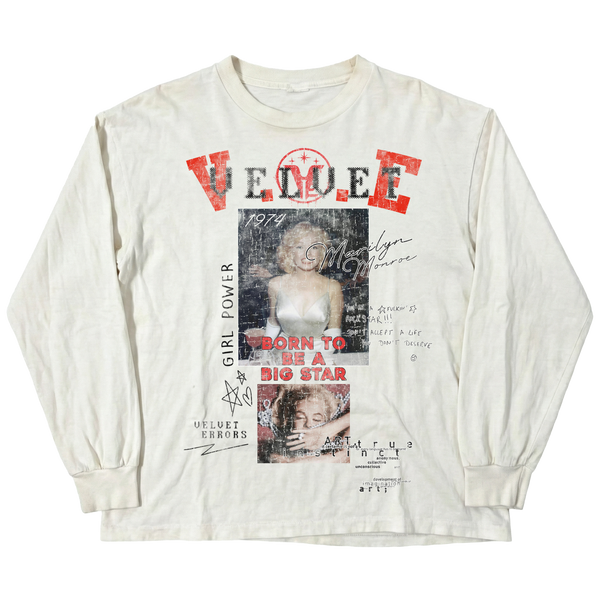 Black Velvet Errors Rockstar long sleeve shirt with a fitted design and crew neckline, shown on a plain background.