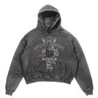 Black True Lies hoodie by Velvet Errors, featuring a soft fabric and casual fit, shown on a model.