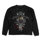 Small black Velvet Errors True Lies Thermal top shown on a hanger with a soft, cozy fabric texture.
