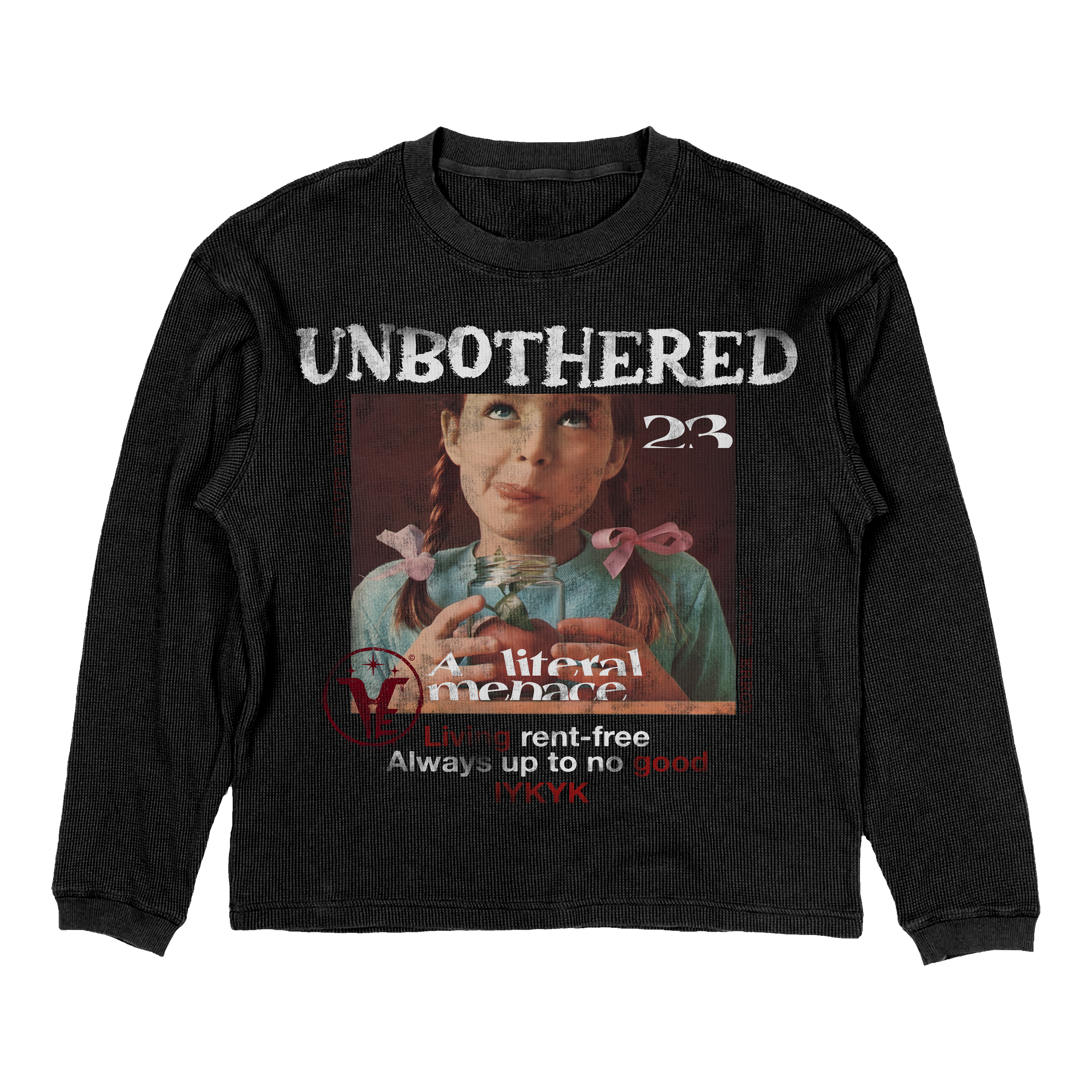 Black Velvet Errors Unbothered Thermal top, close-up showing soft fabric and fitted style, ideal for cold weather layering.
