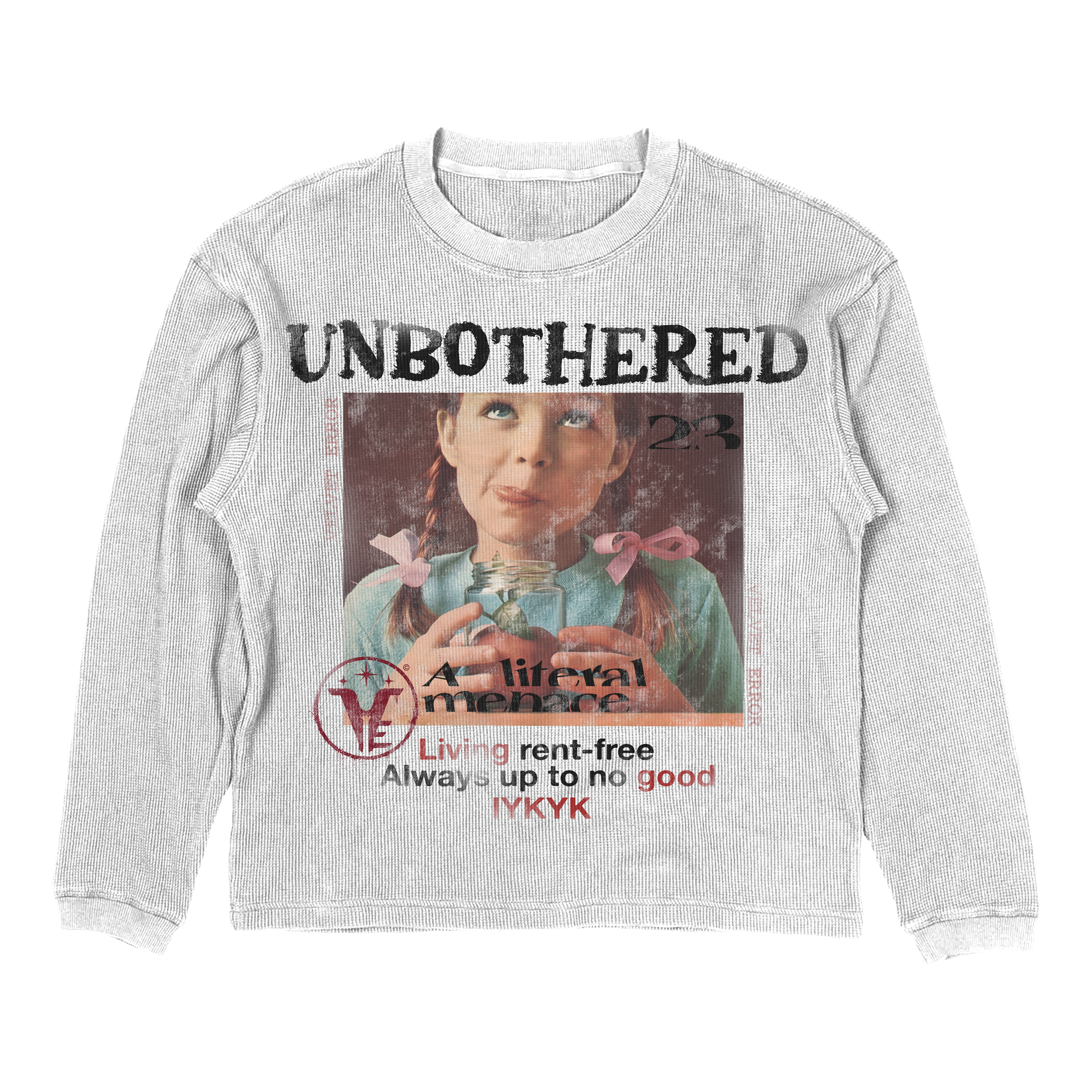 Black Unbothered Thermal from Velvet Errors featuring soft, cozy fabric and thermal design for warmth and comfort.