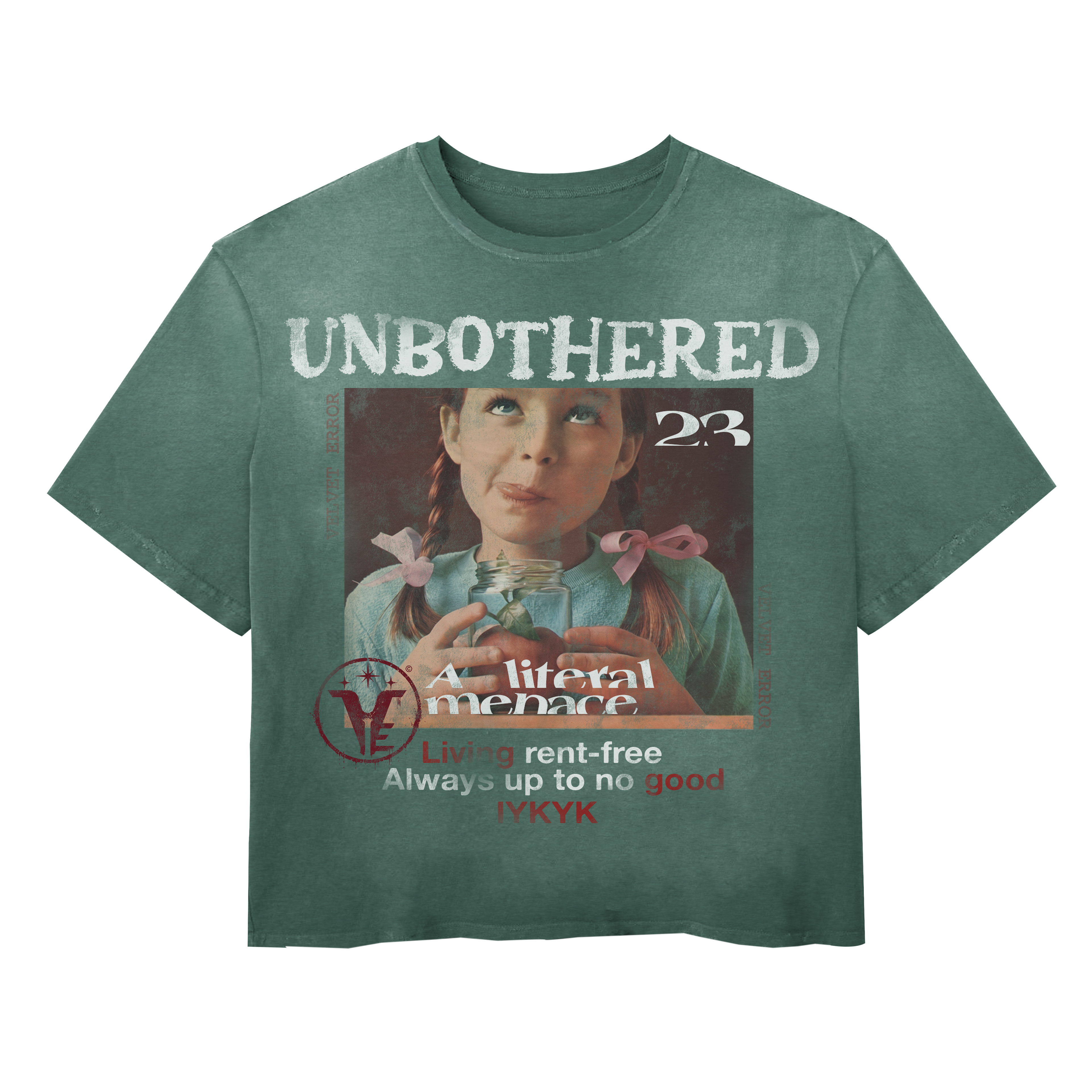 Black Unbothered Wash Tee by Velvet Errors, featuring a casual fit and minimal design, displayed on a plain background.