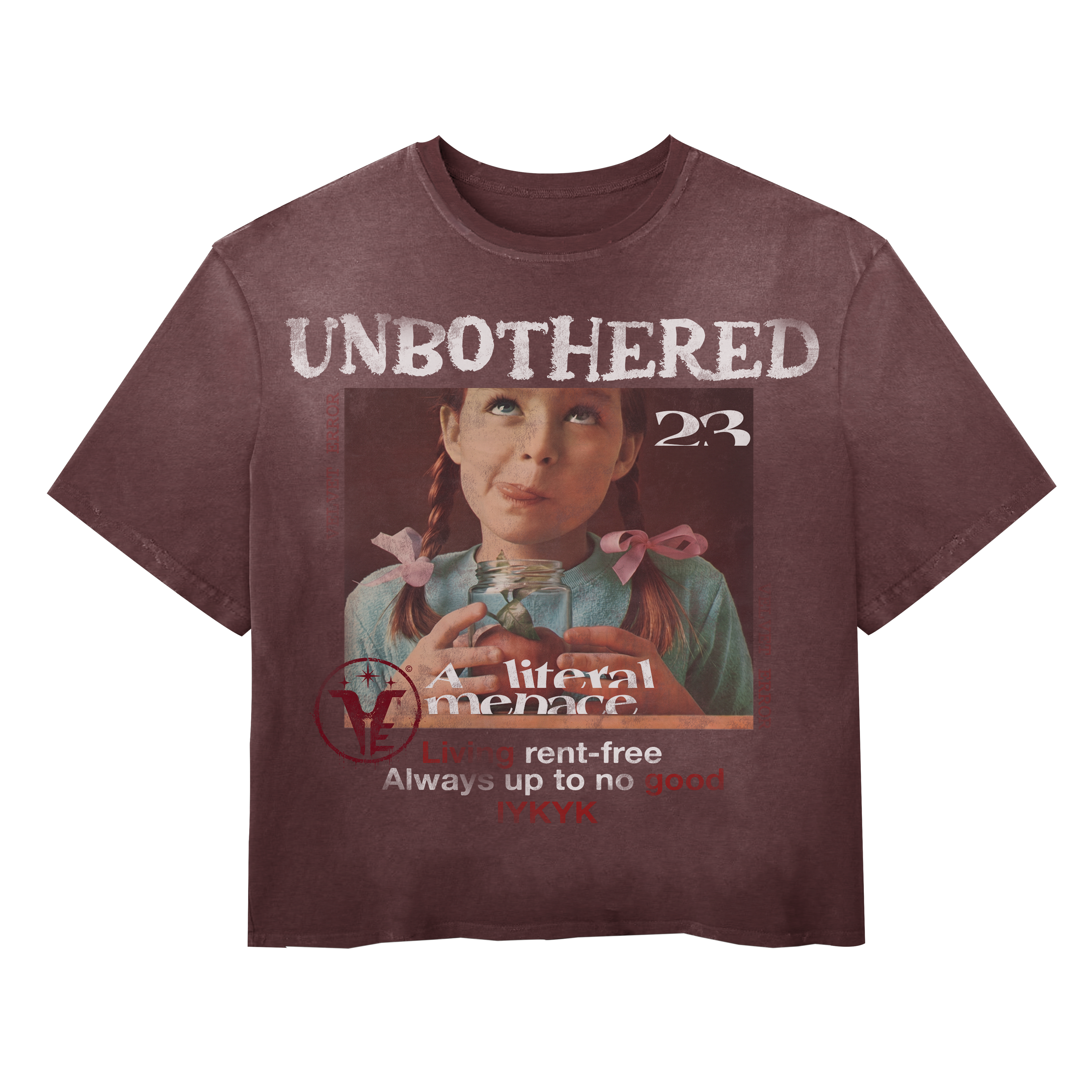 Black Unbothered Wash Tee by Velvet Errors, showcasing a relaxed fit and minimalist design on a plain background.