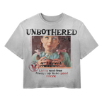 Small black Unbothered Wash Tee by Velvet Errors laid flat, showing the front with the brand's minimalist design.