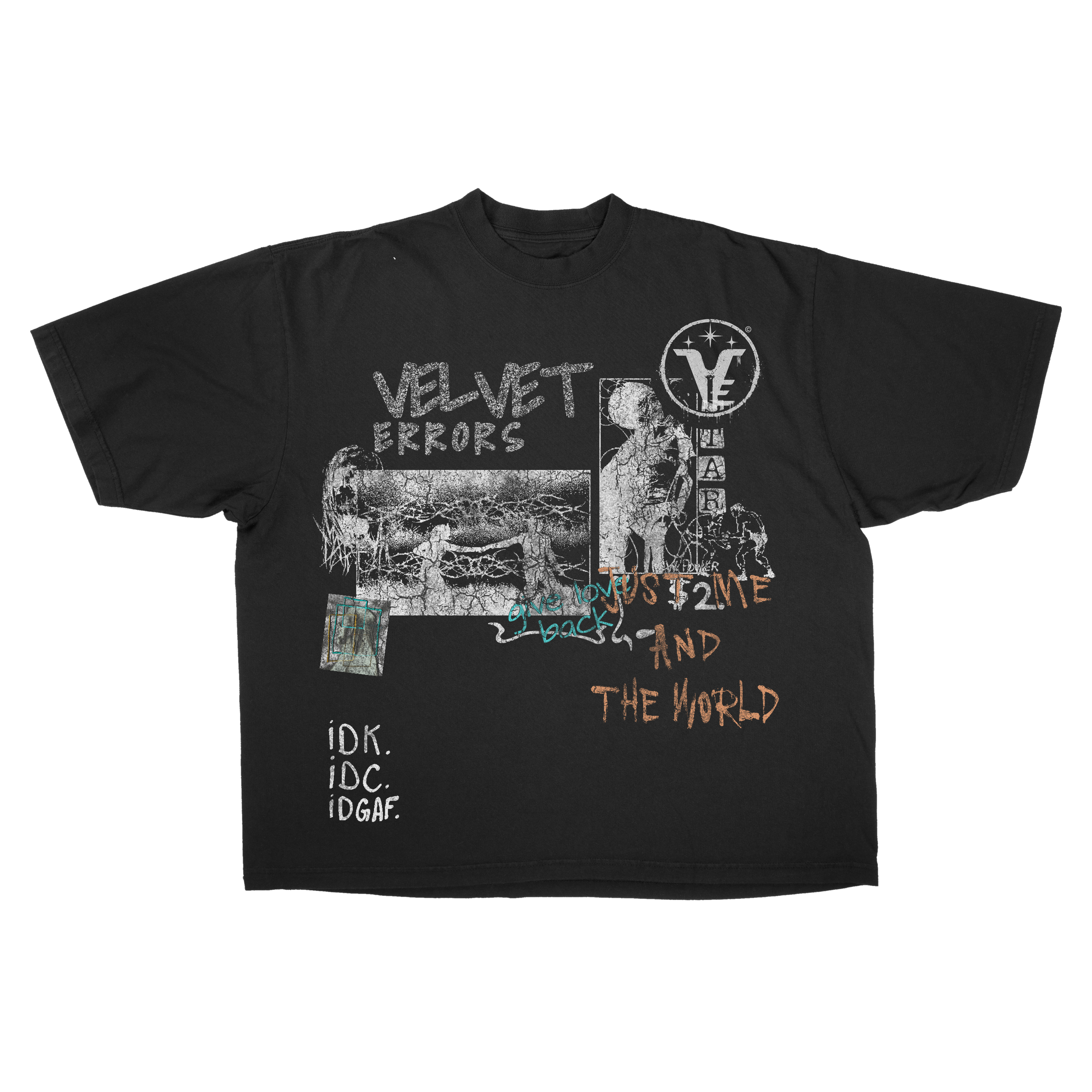 Black Velvet Sins Drop Tee by Velvet Errors, featuring a relaxed fit and soft velvet fabric, displayed on a hanger.