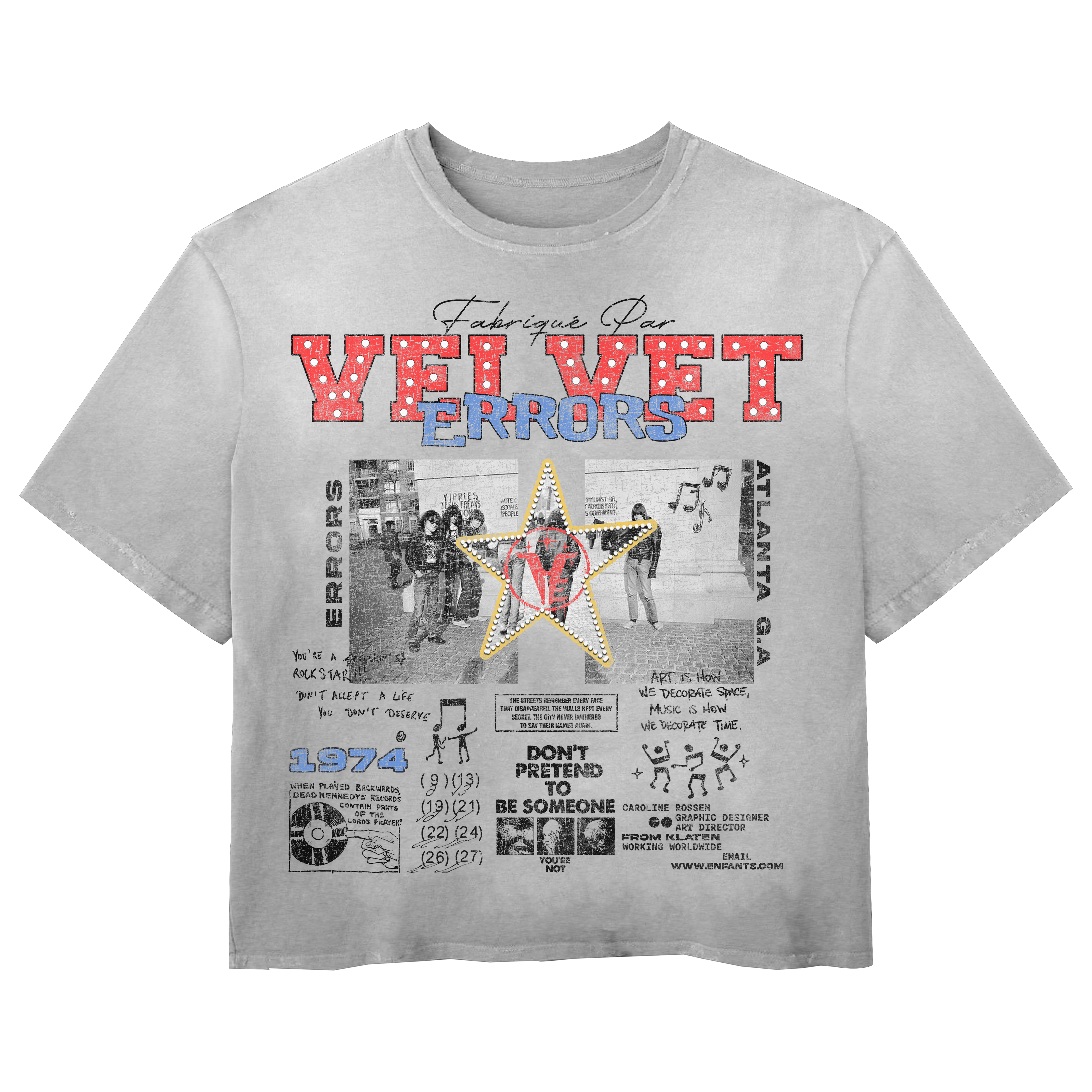 Blue Don't Pretend Wash T-shirt by Velvet Errors, featuring a casual fit and printed graphic on soft cotton fabric.