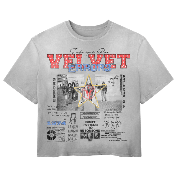 Blue Don't Pretend Wash T-shirt by Velvet Errors, featuring a casual fit and printed graphic on soft cotton fabric.