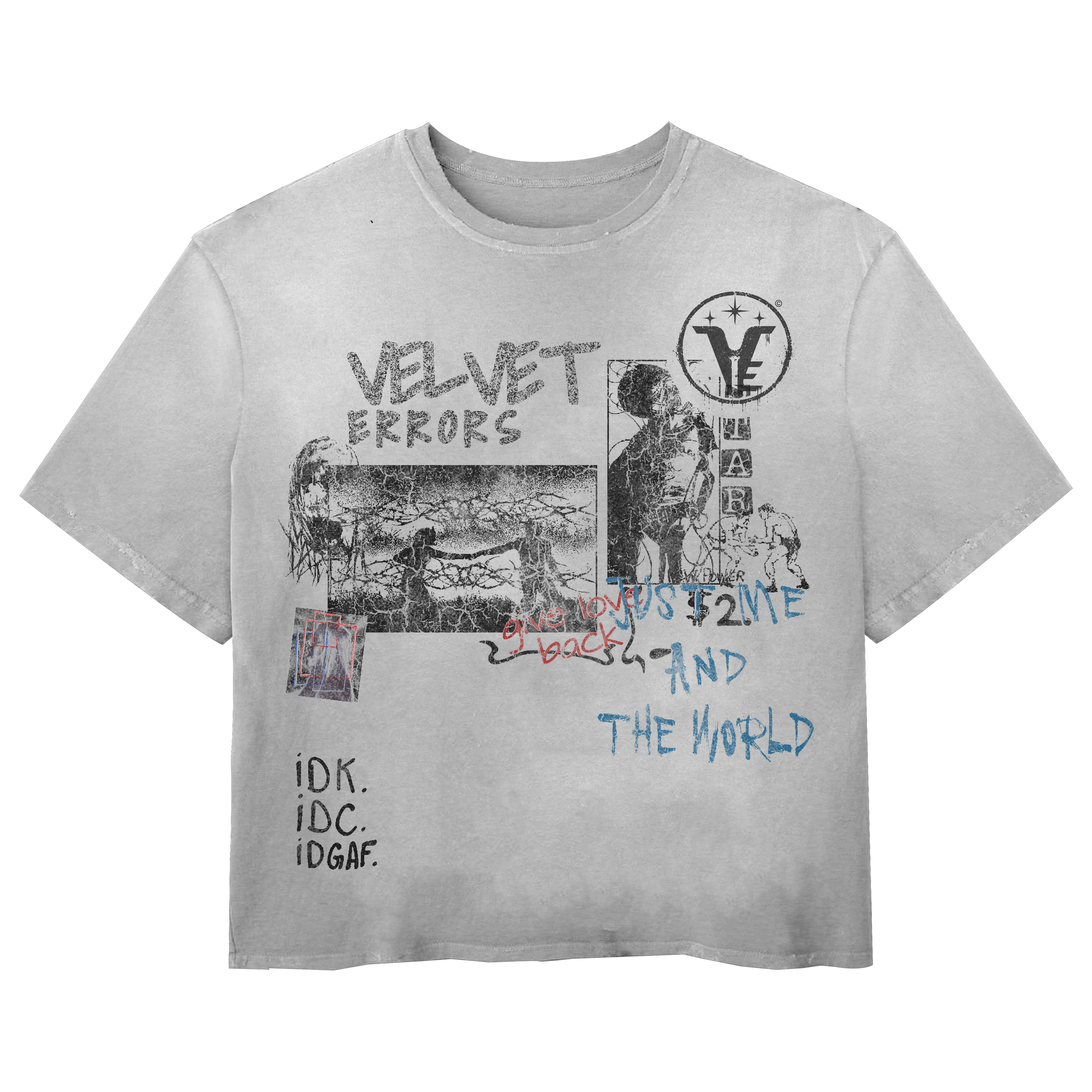 Small blue Velvet Errors Velvet Sins Wash Tee featuring a relaxed fit and soft velvet fabric.