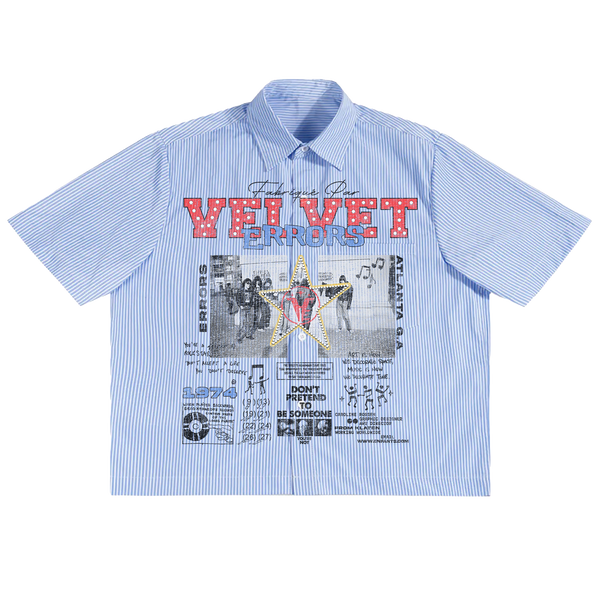Velvet Errors Don't Pretend button-up shirt in soft velvet fabric, featuring a classic collar and button front.