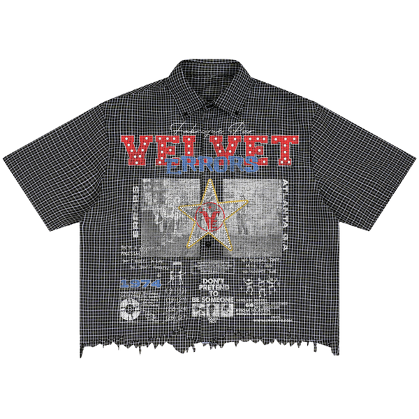 Velvet Errors Don't Pretend Distress button-up shirt in soft fabric, featuring a casual fit and distressed detailing.