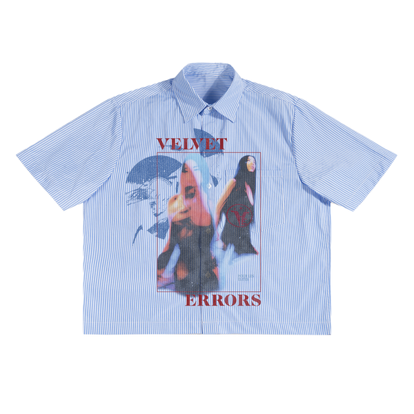 Velvet Errors Elites Button Up shirt in black, featuring a sleek, fitted design with button closure and soft velvet fabric.