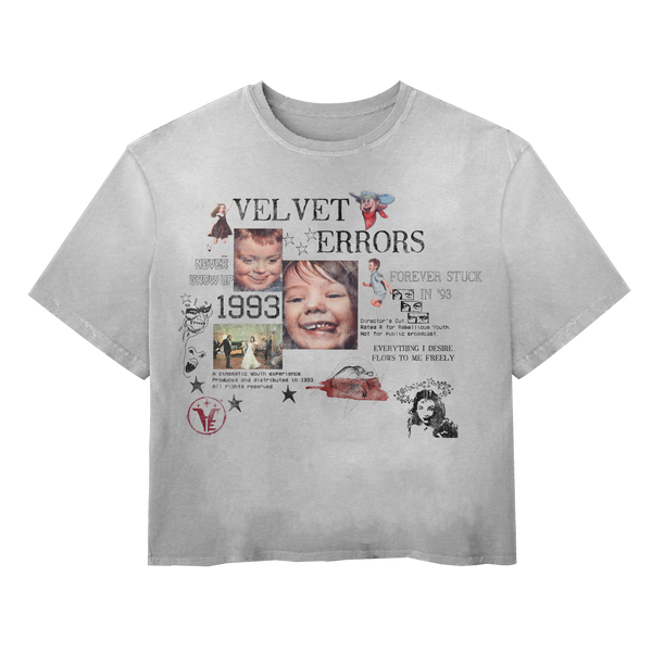 Velvet Errors Forever Stuck Wash Tee in soft fabric with a relaxed fit, featuring a subtle vintage wash and classic crew neckline.