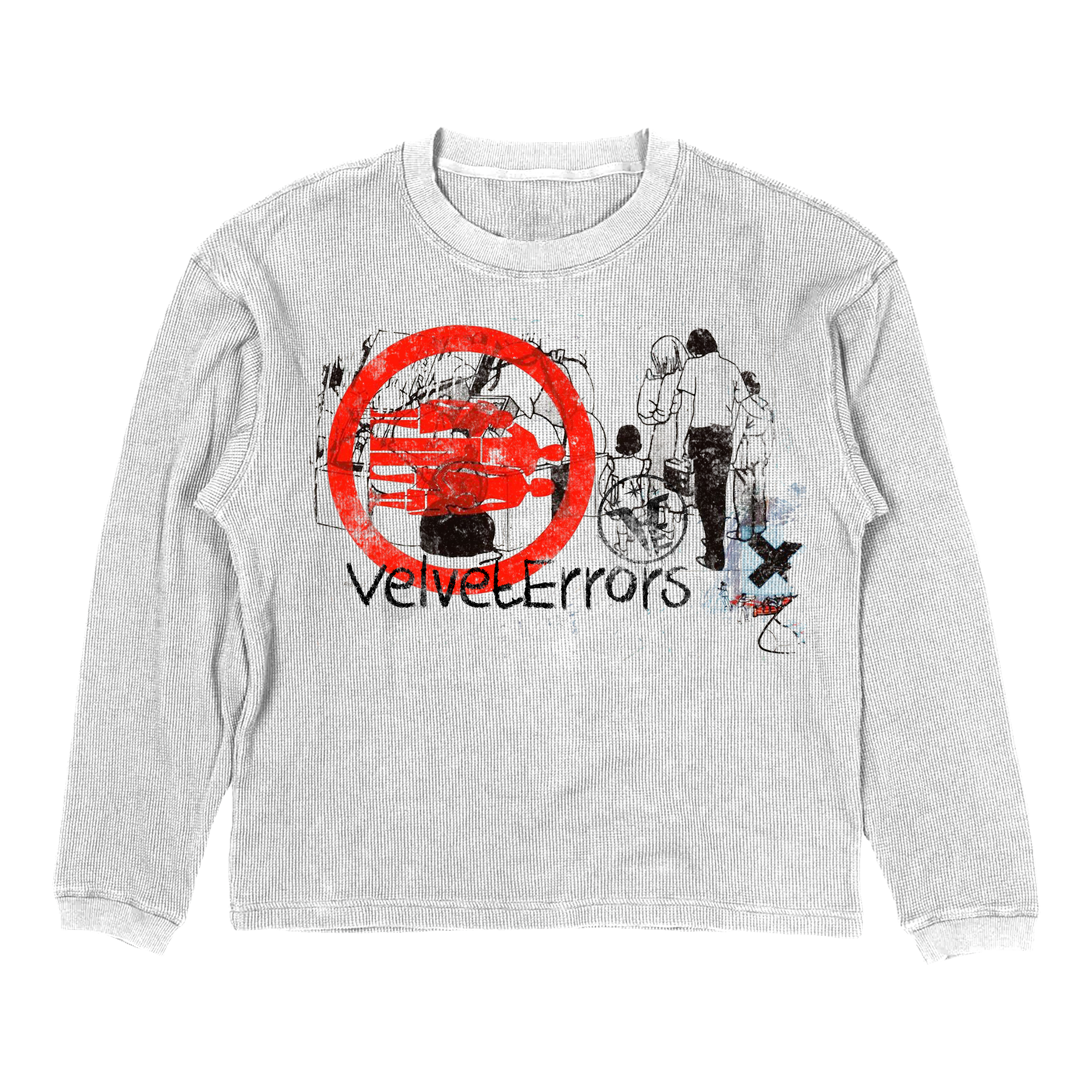 Velvet Errors Fragments Thermal small, unisex thermal shirt in black with subtle textured pattern, casual wear.
