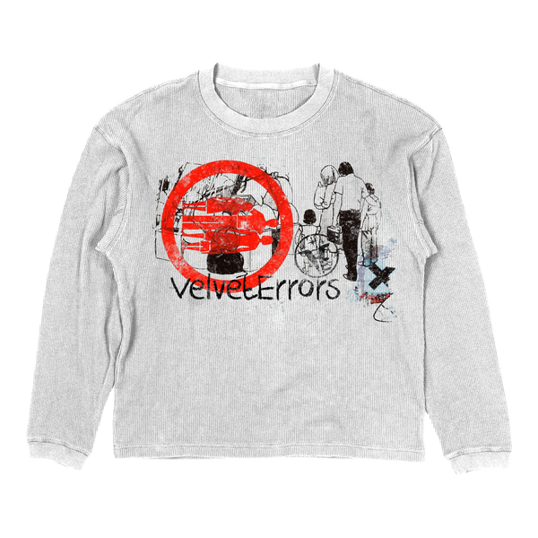 Velvet Errors Fragments Thermal small, unisex thermal shirt in black with subtle textured pattern, casual wear.