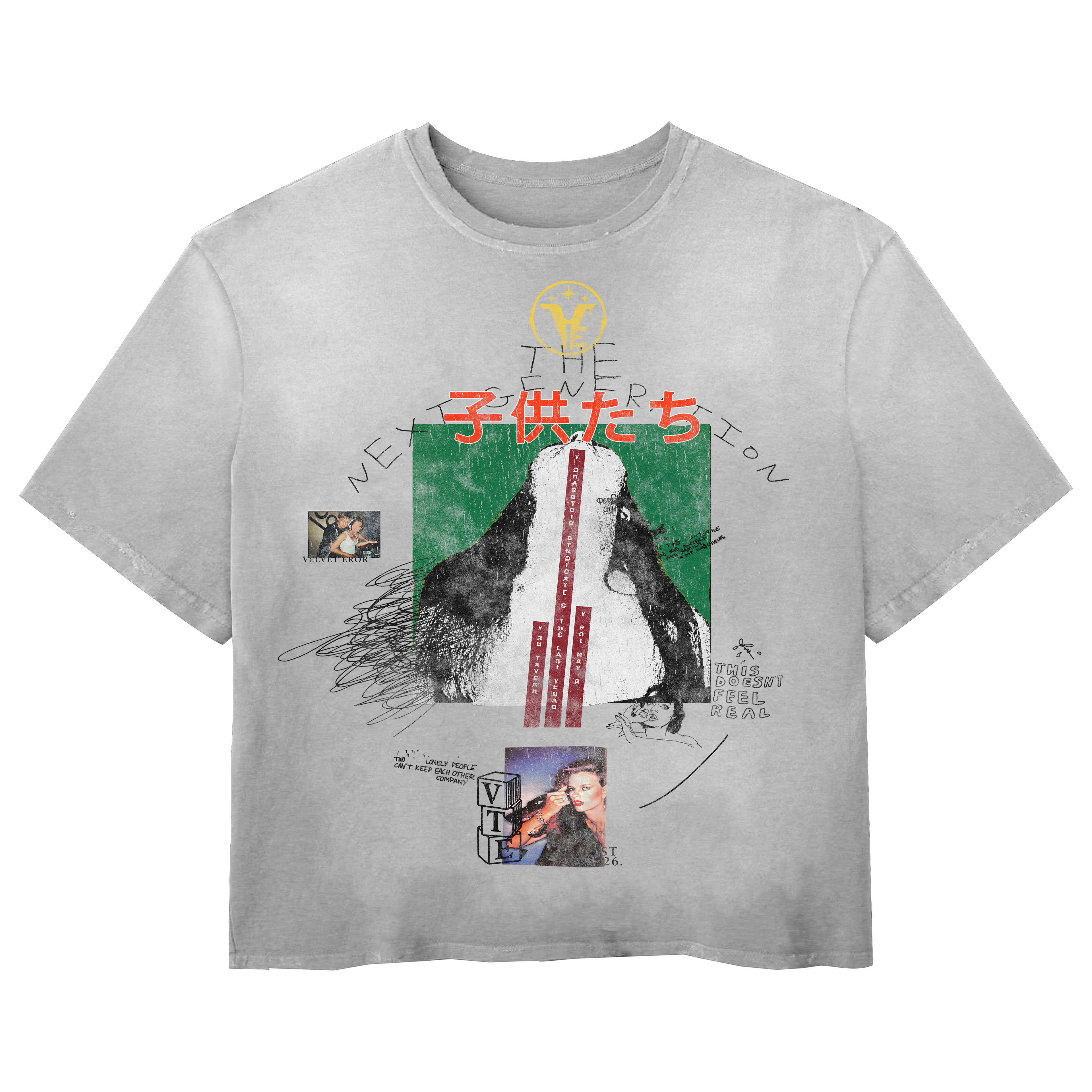 Small green Next Generation Wash Tee by Velvet Errors, showing front view with soft fabric and casual fit.