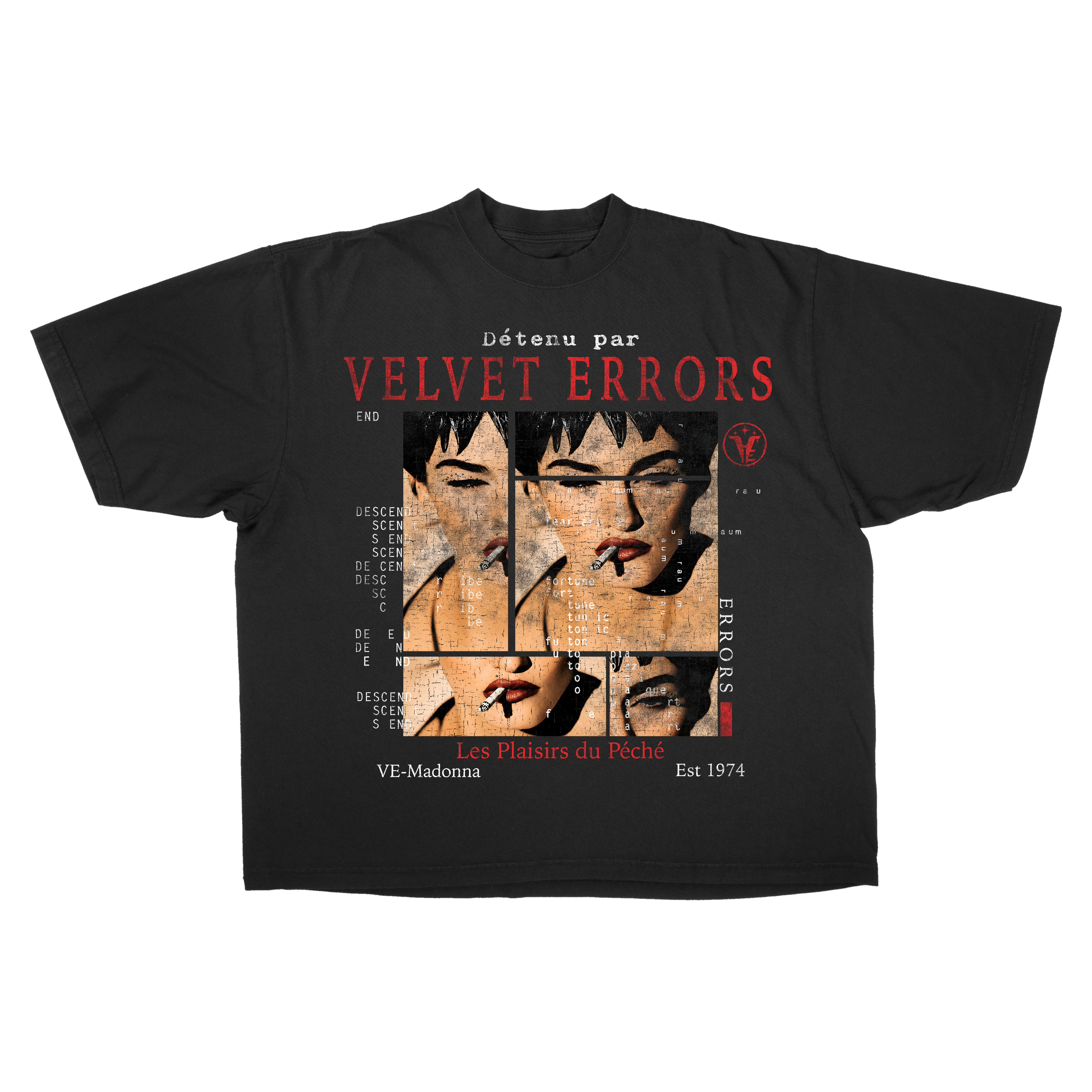 Small grey Madonna Drop Tee by Velvet Errors, featuring a relaxed fit and classic graphic design on soft cotton fabric.