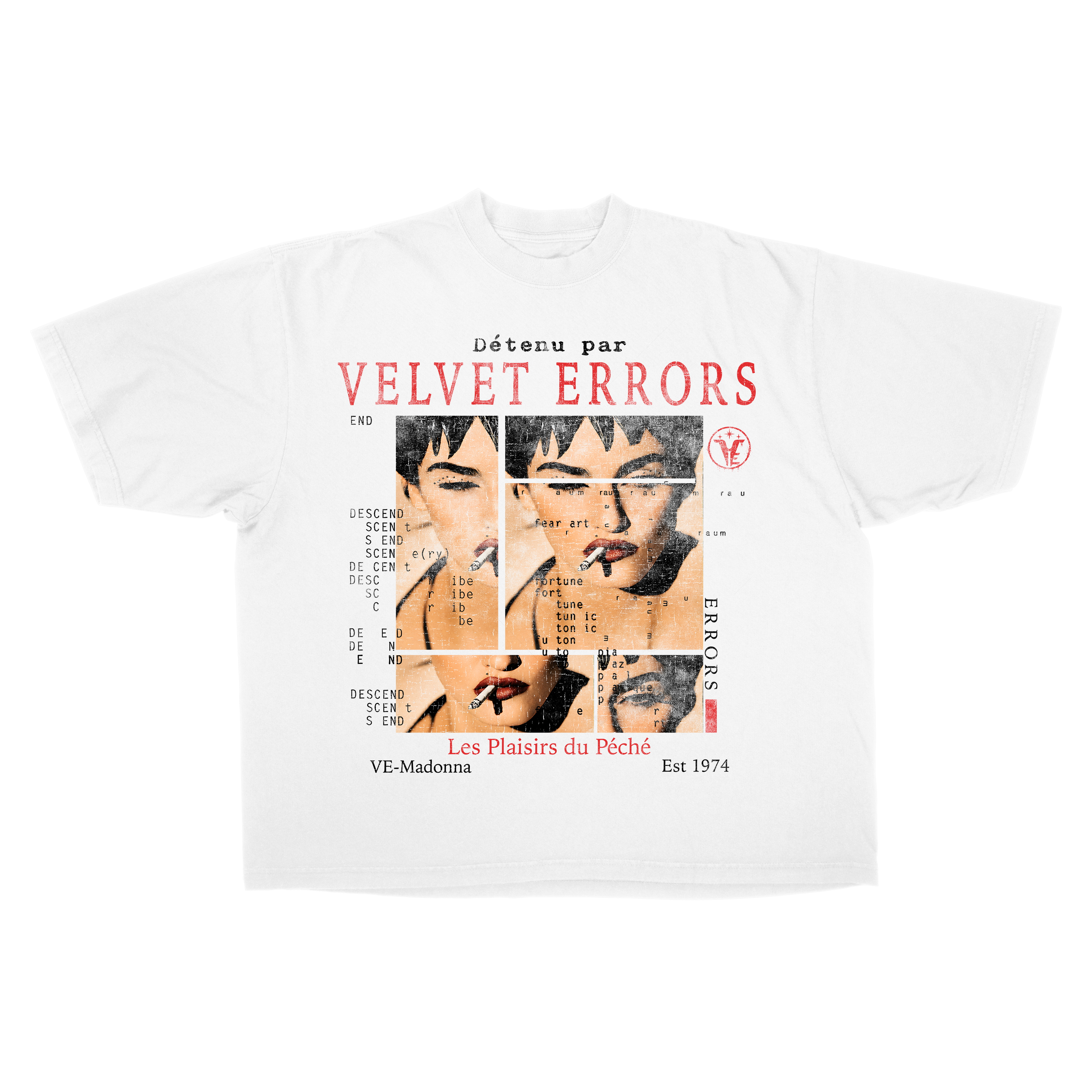 Small grey Madonna Drop Tee by Velvet Errors featuring a relaxed fit and classic crew neckline, ideal for casual wear.