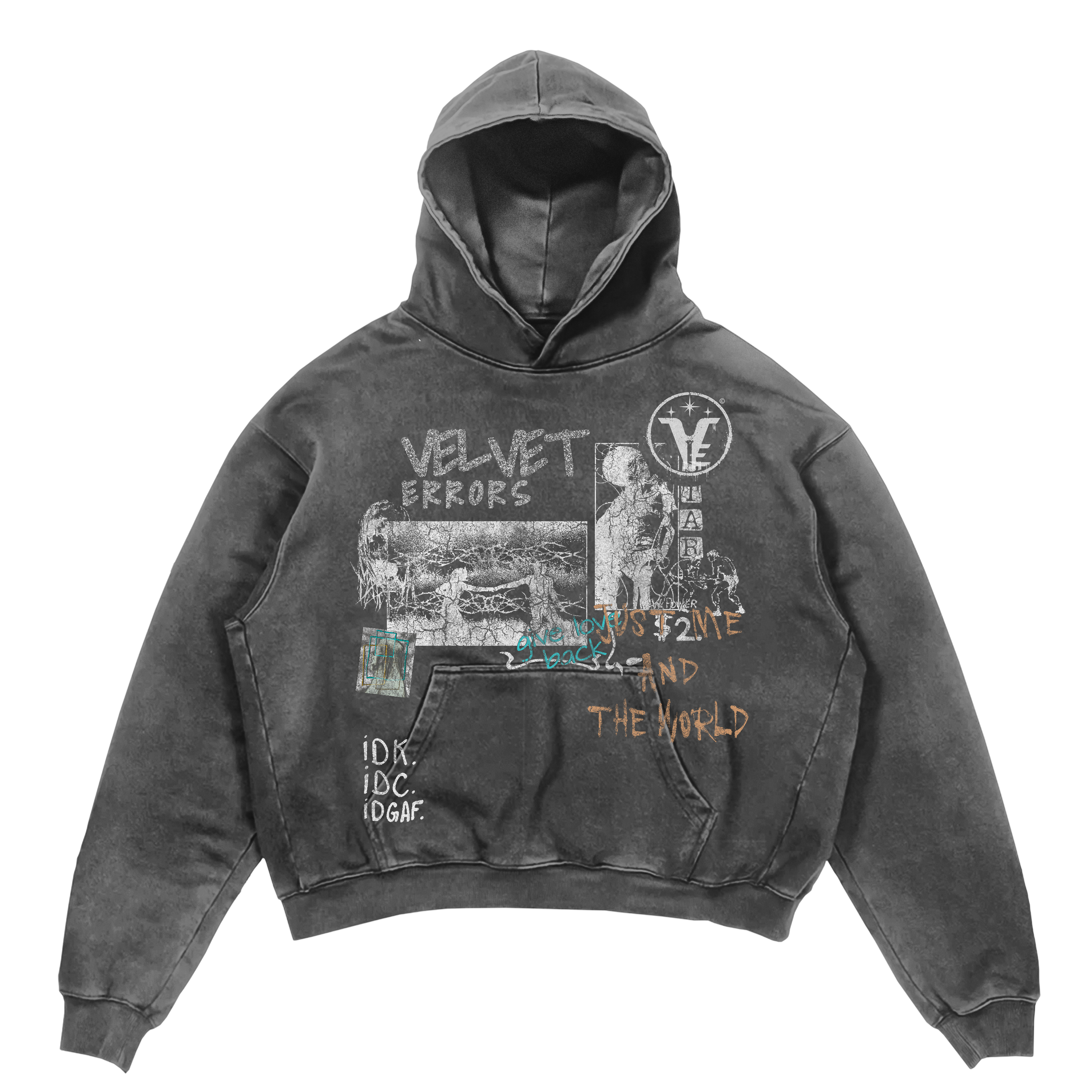 Small grey Velvet Errors Velvet Sins hoodie featuring a soft velvet fabric and a relaxed fit.