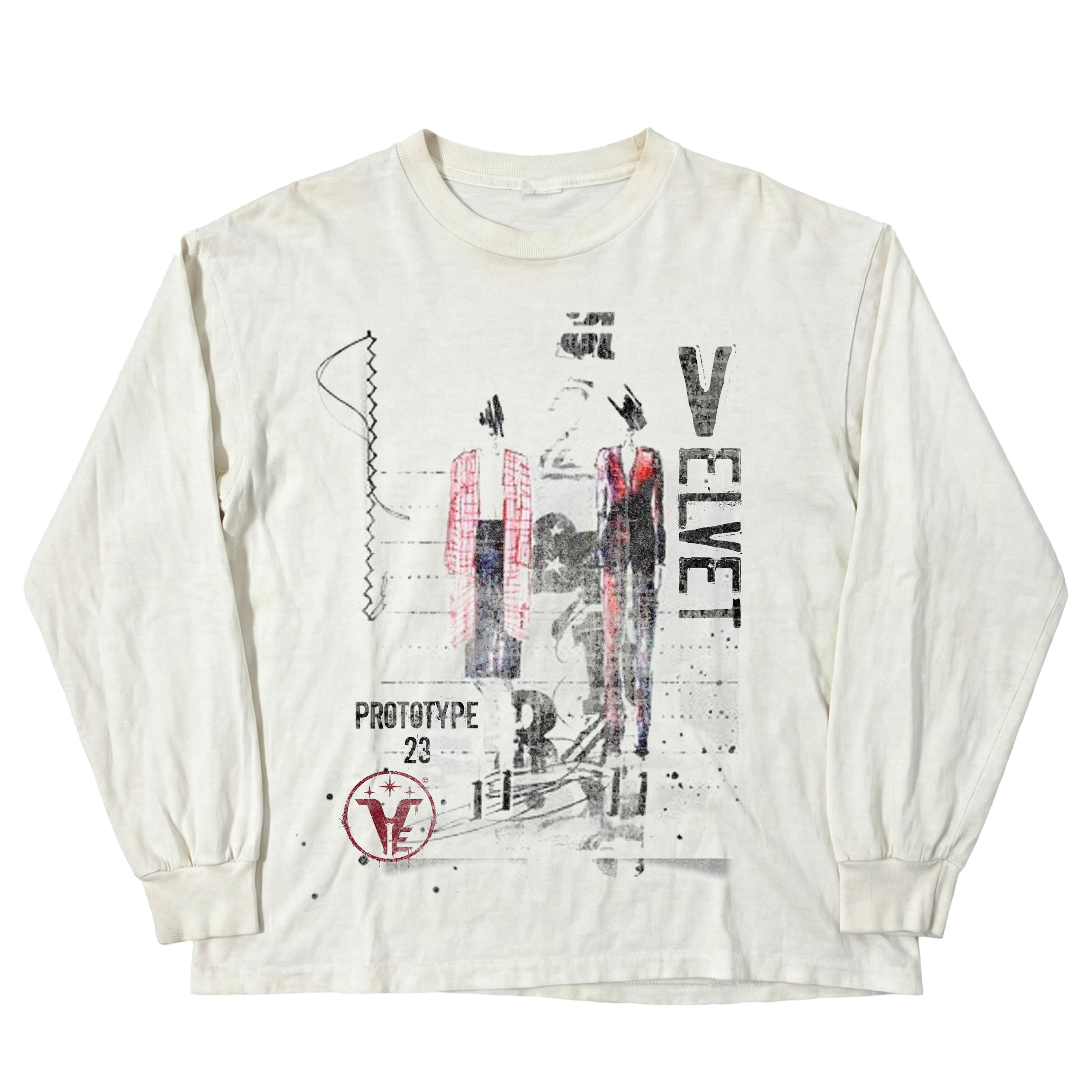 Velvet Errors Prototype 23 long sleeve shirt in dark fabric, featuring a relaxed fit and subtle branding details.