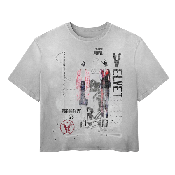 Velvet Errors Prototype 23 Wash Tee in soft fabric with a relaxed fit, featuring a minimalist design and subtle branding.