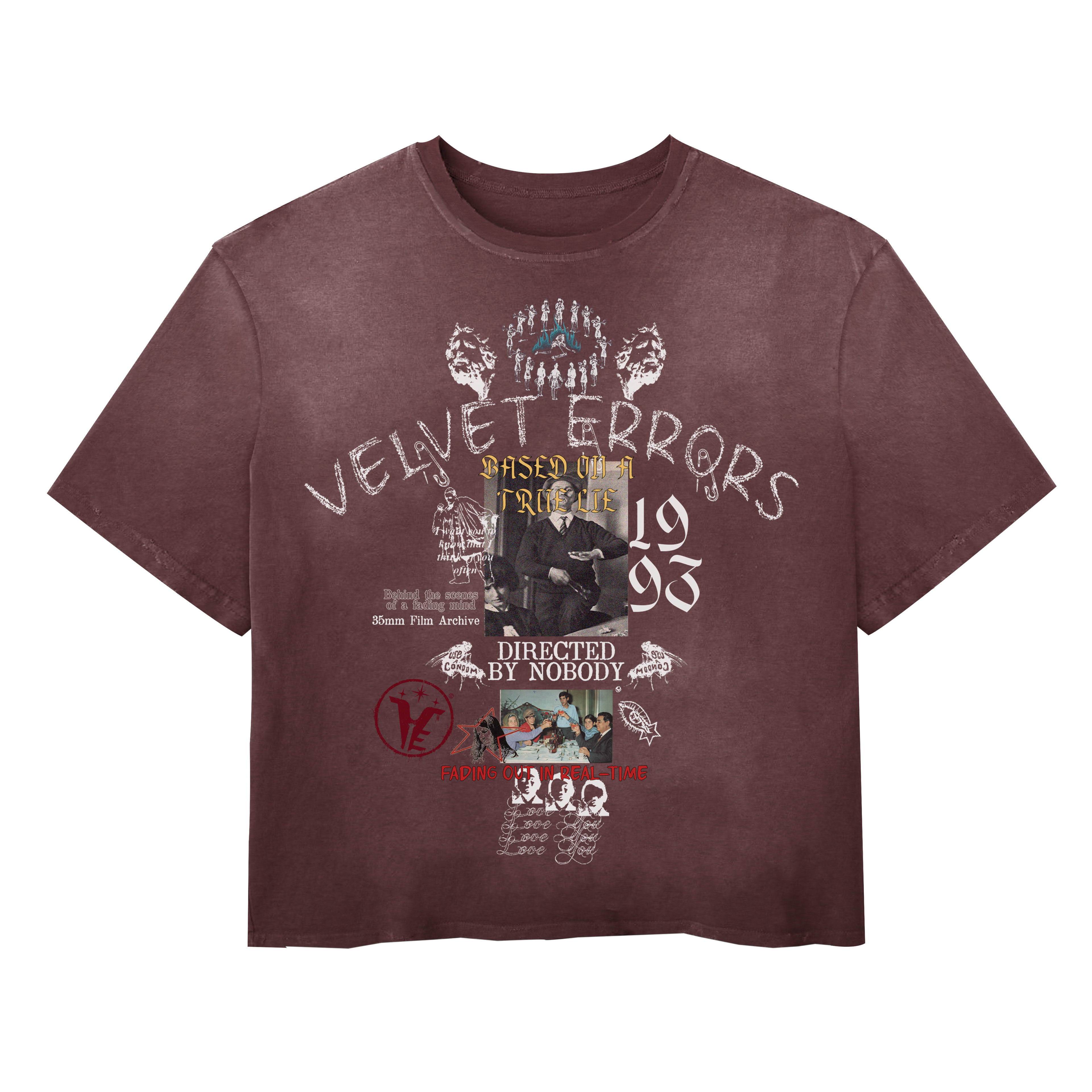 Red Velvet Errors True Lies Wash Tee featuring a casual fit and graphic print on soft cotton fabric.