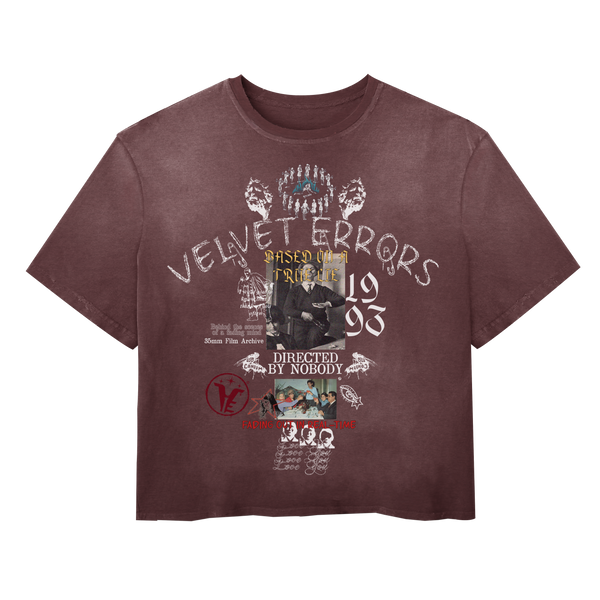 Red Velvet Errors True Lies Wash Tee featuring a casual fit and graphic print on soft cotton fabric.