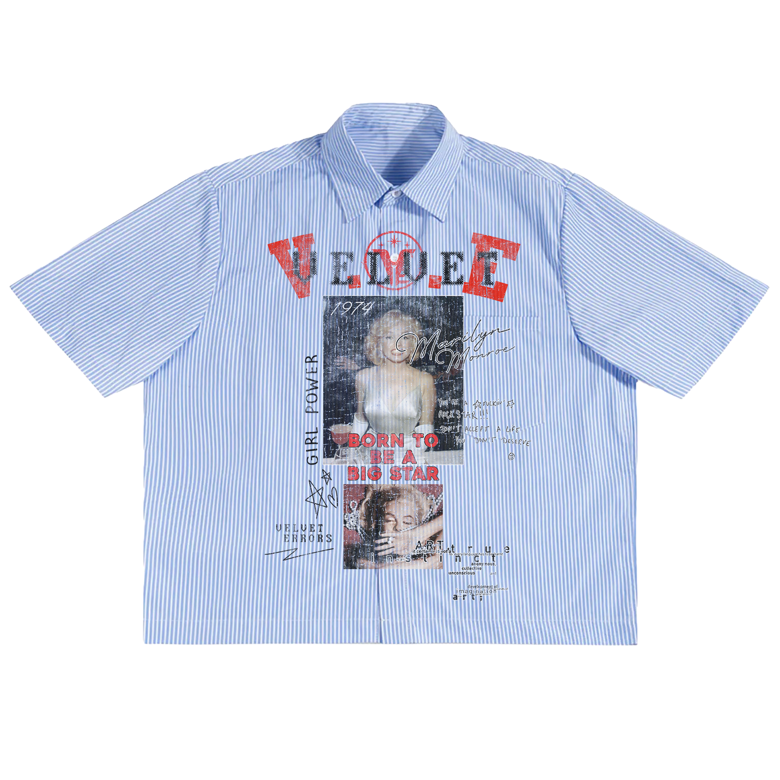 Velvet Errors Rockstar Button Up shirt in black with a sleek, fitted design, featuring a collar and button-down front.