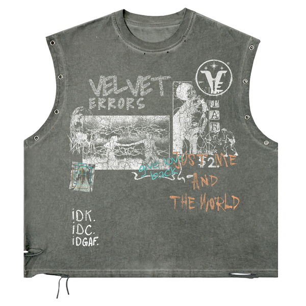 Velvet Errors Velvet Sins Utility Cut in black fabric with utility pockets, casual streetwear style.