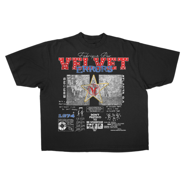 Small white Don't Pretend Drop Tee by Velvet Errors, featuring a casual cotton t-shirt with bold printed text.