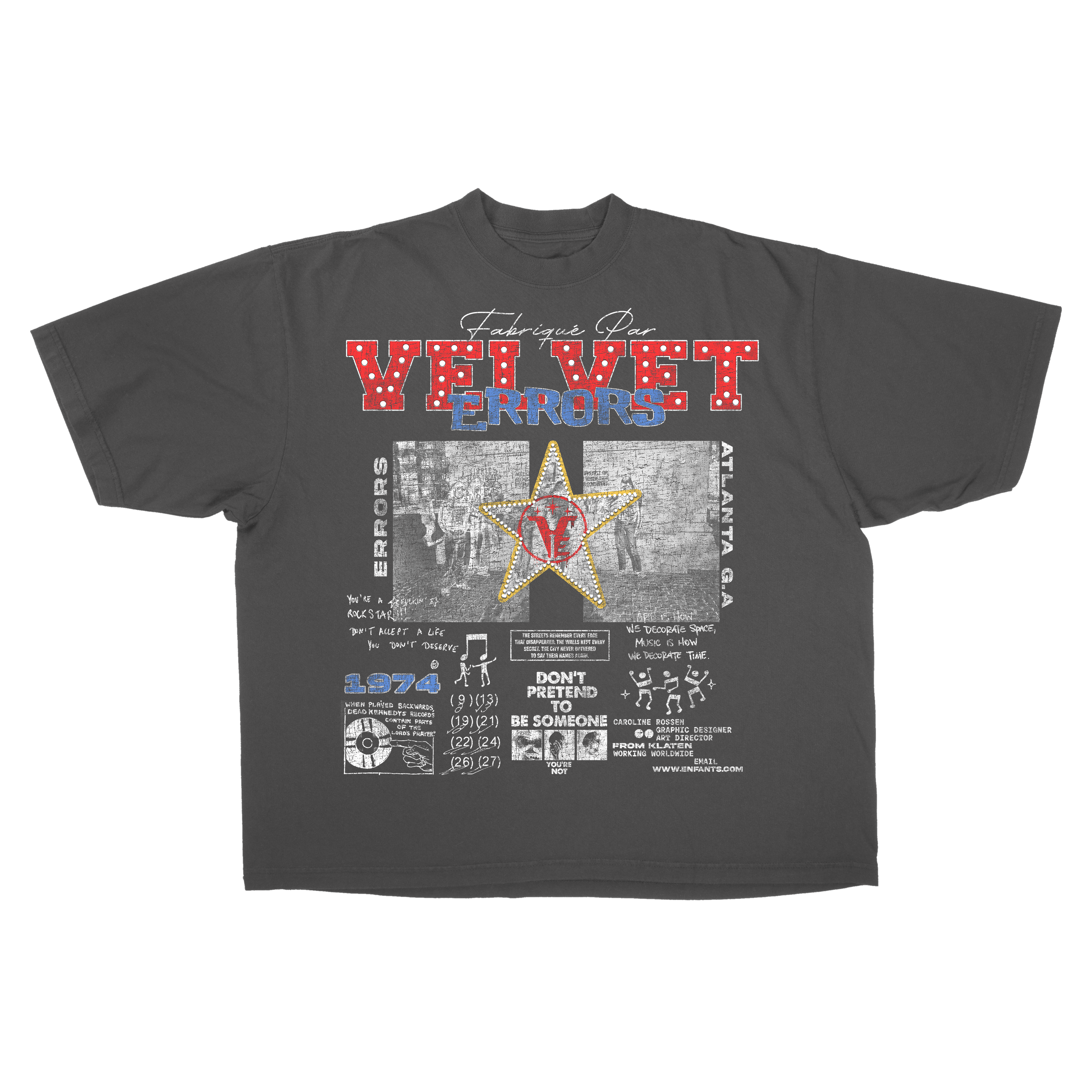 White Don't Pretend Drop Tee by Velvet Errors, casual cotton T-shirt with relaxed fit and printed slogan on the front.