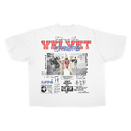 White Don't Pretend Drop Tee by Velvet Errors, casual unisex T-shirt with crew neck and relaxed fit.