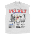 White sleeveless tee by Velvet Errors with "Don't Pretend" graphic, casual fit, and soft fabric.