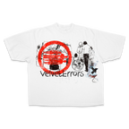 White Velvet Errors Fragments Drop Tee featuring a relaxed fit and minimalist design, displayed on a plain background.