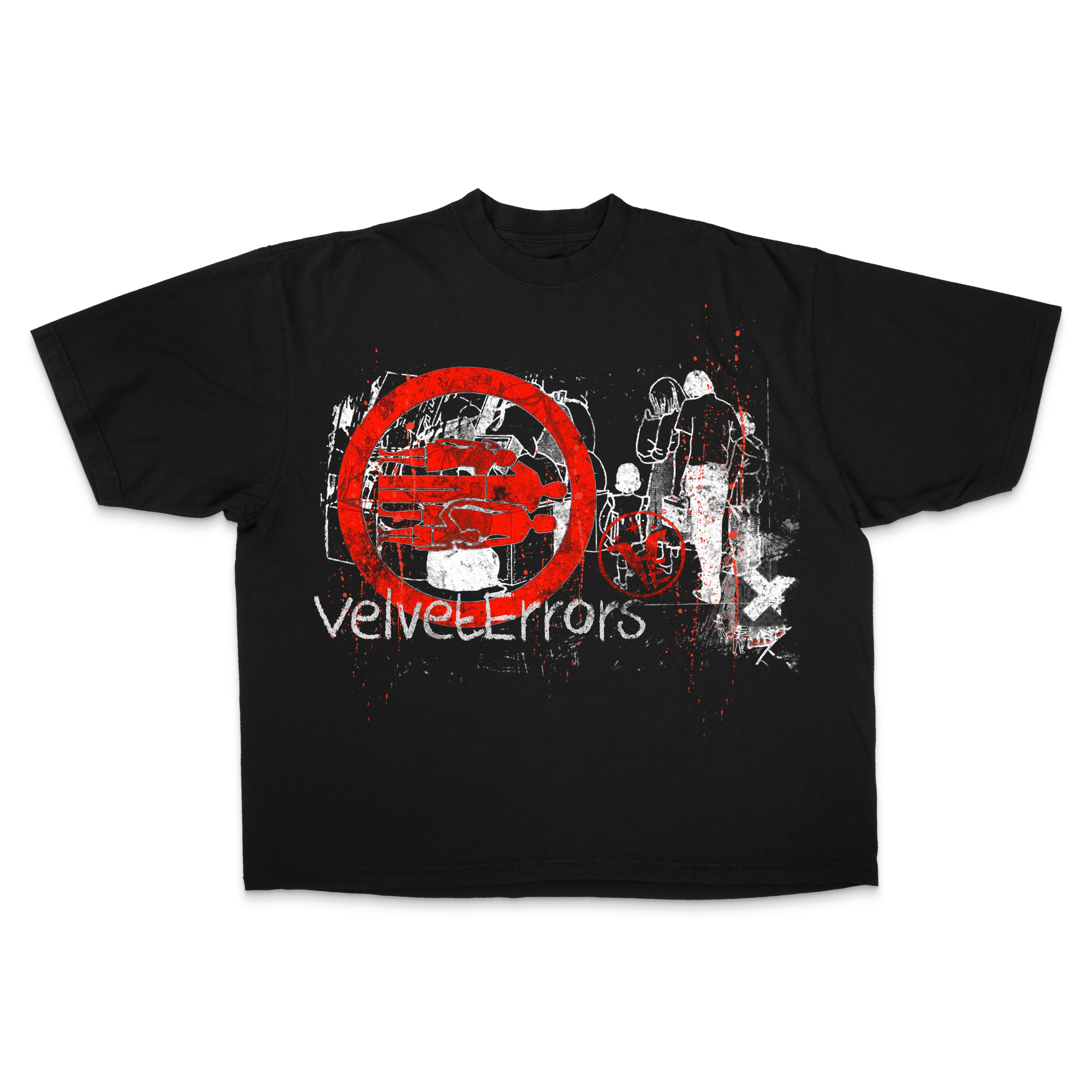 White Fragments Drop Tee by Velvet Errors featuring a relaxed fit and subtle graphic design on soft cotton fabric.