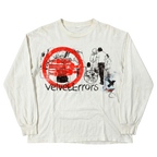 White Fragments Long Sleeve shirt by Velvet Errors, close-up of soft fabric and detailed stitching.