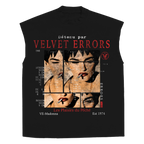 White Madonna sleeveless T-shirt by Velvet Errors featuring a printed graphic on the front.