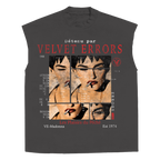 White Madonna sleeveless T-shirt by Velvet Errors, featuring a relaxed fit and minimalist design with graphic print.