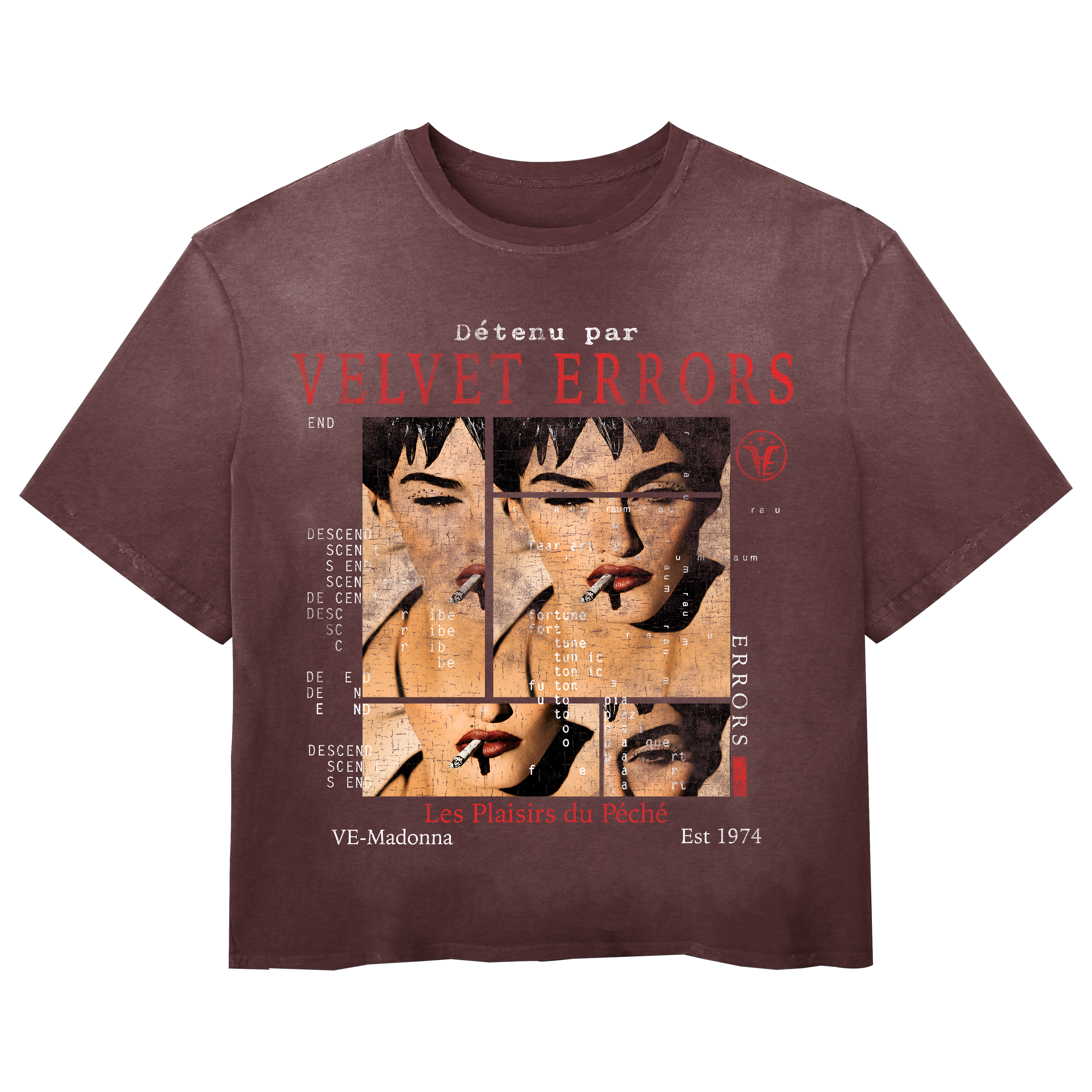Small white Madonna Wash Tee by Velvet Errors, featuring a casual cotton T-shirt with Madonna graphic print.