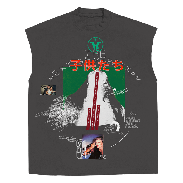 White sleeveless tee by Velvet Errors featuring a modern design, casual fit, and soft fabric ideal for everyday wear.
